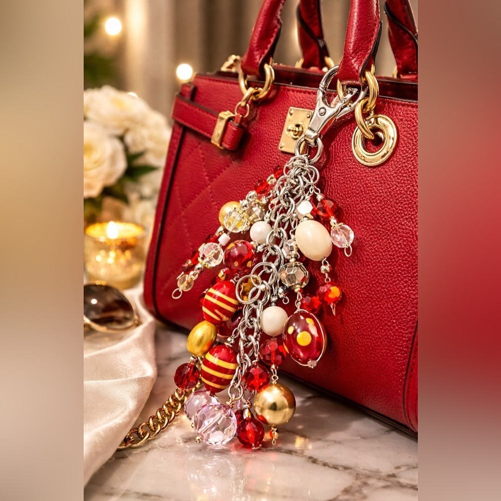 Crystal Glass | Tassel Dangle OOAK Handmade Crystal Purse Charm / Bag Charm